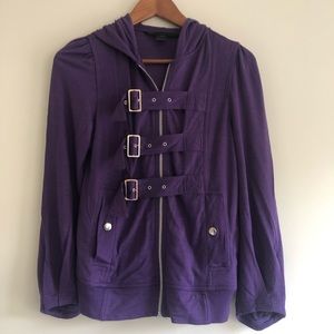Marc by Marc Jacobs Purple Buckle Zip Hoodie